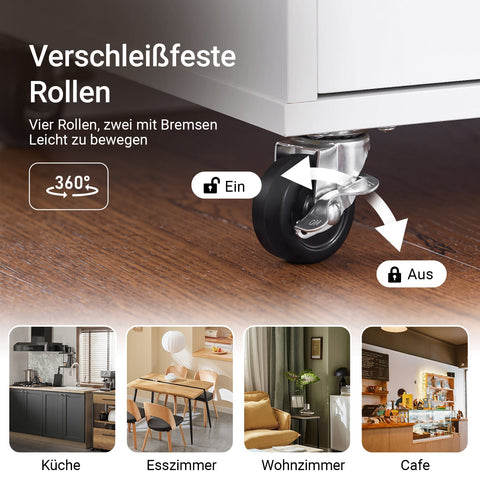 Rootz Kitchen Cart - Trolley - Serving Cart - Smooth Rubber Wood Top - 72cm x 84cm x 40cm