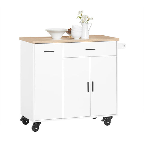 Rootz Kitchen Cart - Rolling Kitchen Island - Mobile Storage Trolley - Adjustable Shelf - 105x92x46cm