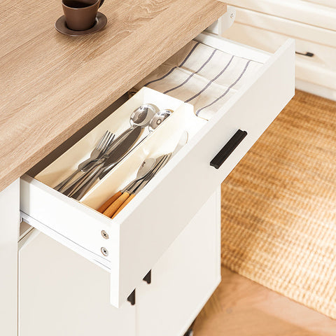 Rootz Kitchen Cart - Rolling Kitchen Island - Mobile Storage Trolley - Adjustable Shelf - 105x92x46cm