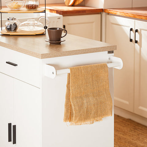 Rootz Kitchen Cart - Rolling Kitchen Island - Mobile Storage Trolley - Adjustable Shelf - 105x92x46cm