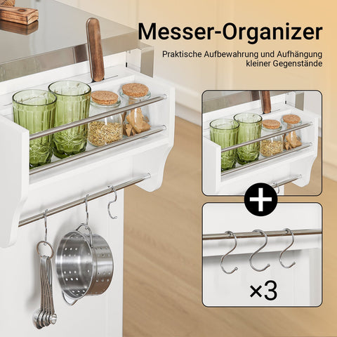 Rootz Kitchen Cart - Mobile Kitchen Island - Rolling Storage Unit - Durable & Expandable - 130cm x 91cm x 46-71cm