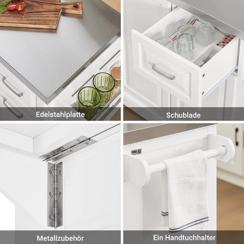 Rootz Kitchen Cart - Mobile Kitchen Island - Rolling Storage Unit - Durable & Expandable - 130cm x 91cm x 46-71cm