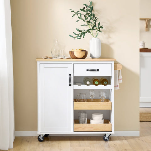 Rootz Kitchen Serving Trolley - Mobile Kitchen Cart - Multi-functional Storage - Versatile Organizer - 92cm x 87cm x 42cm