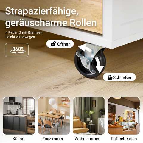 Rootz Kitchen Serving Trolley - Mobile Kitchen Cart - Multi-functional Storage - Versatile Organizer - 92cm x 87cm x 42cm