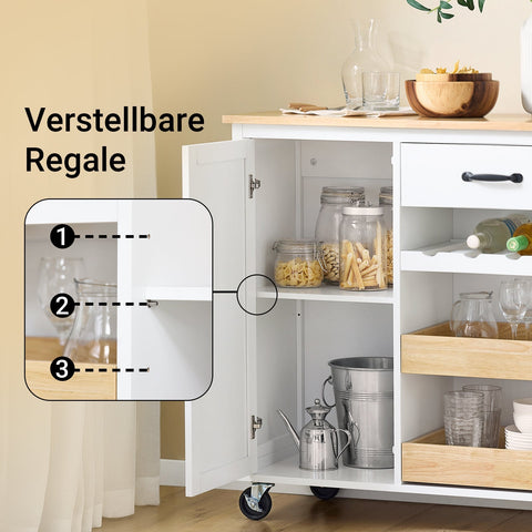 Rootz Kitchen Serving Trolley - Mobile Kitchen Cart - Multi-functional Storage - Versatile Organizer - 92cm x 87cm x 42cm