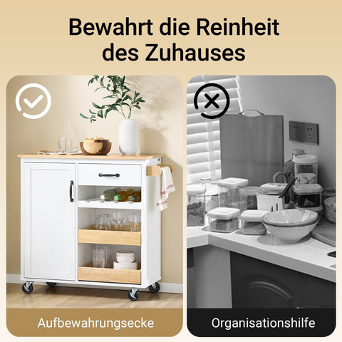 Rootz Kitchen Serving Trolley - Mobile Kitchen Cart - Multi-functional Storage - Versatile Organizer - 92cm x 87cm x 42cm