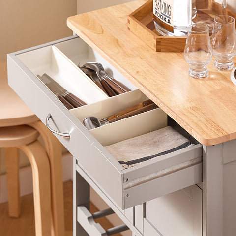 Rootz Rolling Kitchen Cart - Mobile Serving Cart - Wheeled Trolley - Convenient Storage - 67x87x38cm