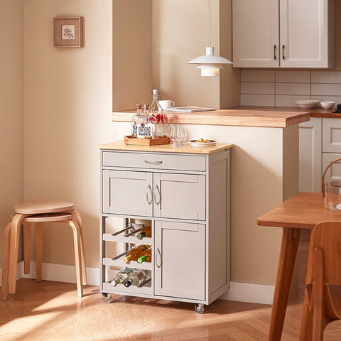 Rootz Rolling Kitchen Cart - Mobile Serving Cart - Wheeled Trolley - Convenient Storage - 67x87x38cm