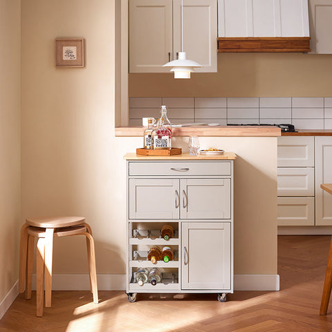 Rootz Rolling Kitchen Cart - Mobile Serving Cart - Wheeled Trolley - Convenient Storage - 67x87x38cm