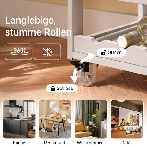 Rootz Rolling Kitchen Cart - Mobile Serving Cart - Wheeled Trolley - Convenient Storage - 67x87x38cm