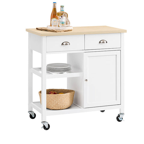 Rootz Kitchen Trolley - Rolling Cart - Storage Cabinet - Pine Wood Stability - 87x89x48cm