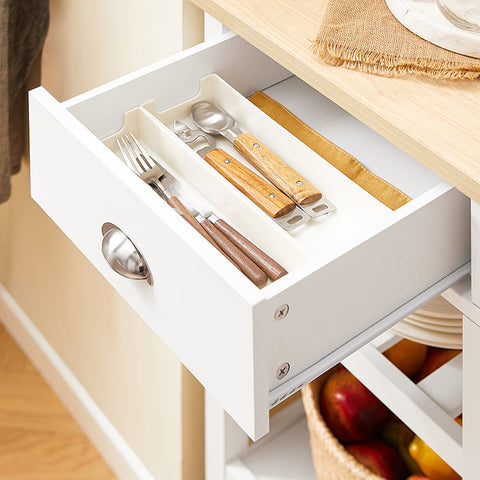 Rootz Kitchen Trolley - Rolling Cart - Storage Cabinet - Pine Wood Stability - 87x89x48cm