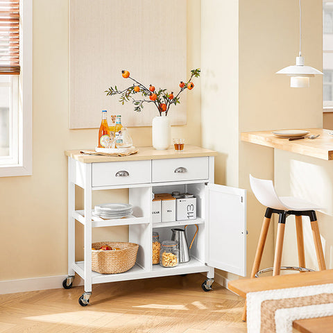 Rootz Kitchen Trolley - Rolling Cart - Storage Cabinet - Pine Wood Stability - 87x89x48cm