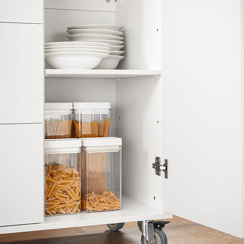 Rootz Kitchen Island Trolley - Kitchen Cabinet with Worktop - Kitchen Cart - White - Versatile Storage - Easy Assembly - Towel Holder - 116cm x 92cm x 45cm