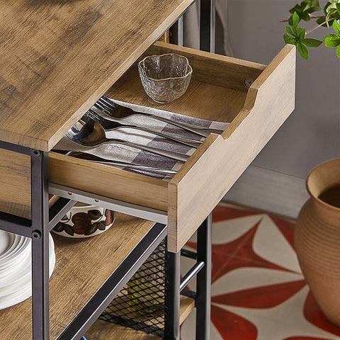 Rootz Serving Trolley FKW99-N - Side Trolley - Multi-Purpose Cabinet - MDF & Metal - 3 Tier Storage - Mobile with Locking Brakes - 50cm x 87cm x 37cm