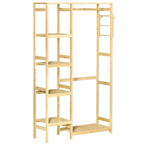 Rootz Bamboo Clothes Rack - Garment Rack - Coat Stand - Space Saving - 90cm x 30cm x 155cm