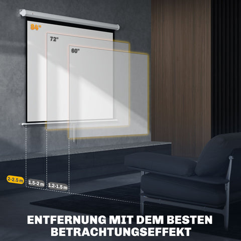 Rootz HD 4K Projection Screen - Home Cinema - Canvas Screen - 160° Viewing Angle - 171cm x 128cm