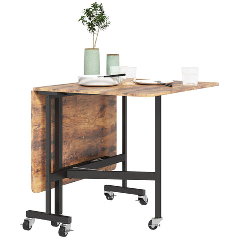 Rootz Folding Dining Table - Collapsible - Space-saving - Accommodates 6 People - 120cm x 80cm x 73cm - Perfect for Small Spaces - Wheels & Brakes