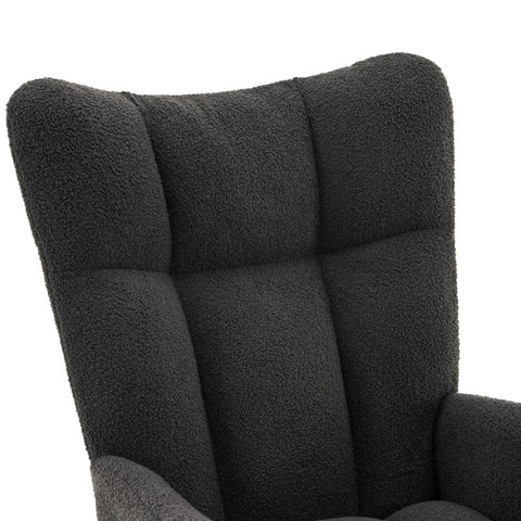 Rootz High Back Rocking Chair - Armchair - Recliner Chair - Soft Velvet Fabric - 63.9cm x 95.7cm x 90.9cm