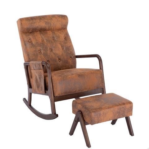 Rootz Rocking Chair - Mid-Century Modern Seat - Ergonomic Lounge Chair - Comfort & Durability - 136kg Capacity - 65cm x 85cm x 94cm
