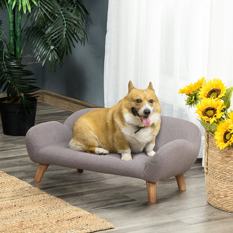 Rootz Dogofa Scandinavian Style Pet Sofa - Stylish Dog Couch - Comfortable Cat Lounge - Soft Upholstery - 72 x 44 x 31 cm - Grey Fabric Cover