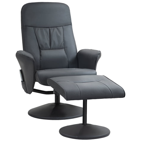Rootz Massage Chair with Footstool - Ergonomic Recliner - Relaxation Chair - 10 Vibration Points - 76cm x 81cm x 105cm - Grey