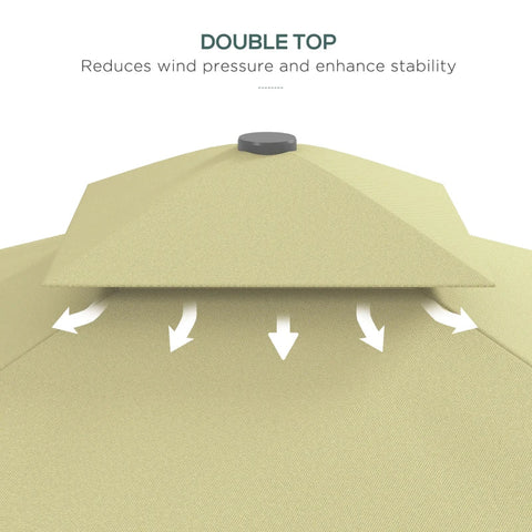 Rootz Parasols Umbrella - Cantilever Umbrella - Decorative Edge - Ventilation Canopy - Offset Design - Umbrella Roof - Metal-polyester - Beige - 2.4x2.4x2.6m