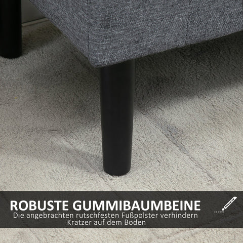 Rootz Bench with Storage - Upholstered Bench - Linen Look - Ample Storage Space - 116 x 44 x 58 cm -  Grey