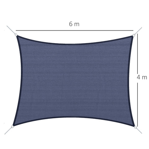 Rootz Rectangular Shade Sail - Sun Shelter - Canopy - UV Protection - 6m x 4m