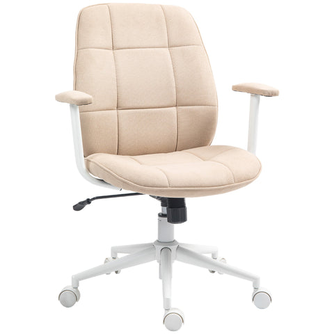 Rootz Ergonomic Office Chair - Desk Chair - Swivel Chair - Height Adjustable, 360° Rotation, Brown Linen - 64cm x 66cm x 88-97.5cm