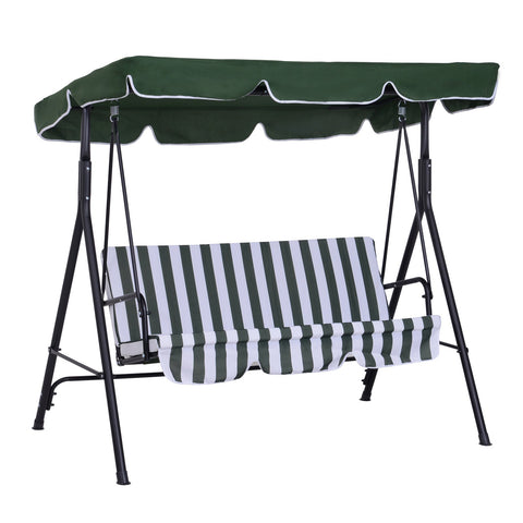 Rootz 3-Seater Garden Lounger - Outdoor Sofa - Patio Recliner - Adjustable Roof - Steel & Polyester - Green - 172cm x 110cm x 153cm