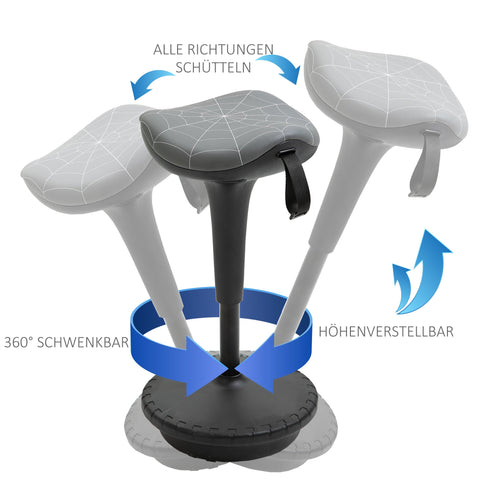 Rootz Office Boother - Ergonomic Swivel Stool - Height Adjustable Seating - Improves Posture - 34cm x 34cm x 65.5-83.5cm - Grey