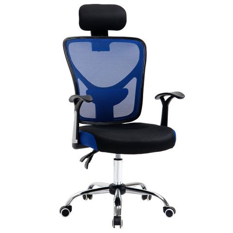 Rootz Ergonomic Office Chair - Swivel Chair - Mesh Chair - Adjustable Comfort - 62 x 67 x 108-118 cm - Black and Blue