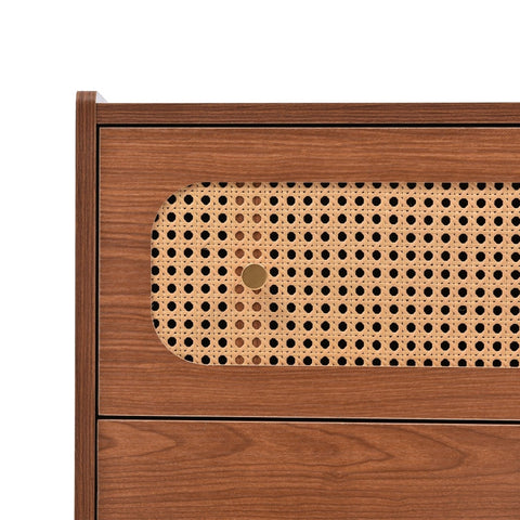 Rootz 6-Drawer Faux Rattan Chest - Dresser - Storage Organizer - Ample Space - 120cm x 40cm x 90cm