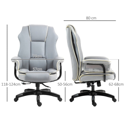 Rootz Ergonomic Office Chair - Computer Chair - Desk Chair - Faux Leather - Adjustable Height - 76cm x 80cm x 118-124cm
