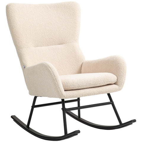 Rootz Rocking Chair - Recliner - Lounge Chair - 10cm Plush Comfort - 66cm x 100cm x 93cm - White/Black for Effortless Relaxation