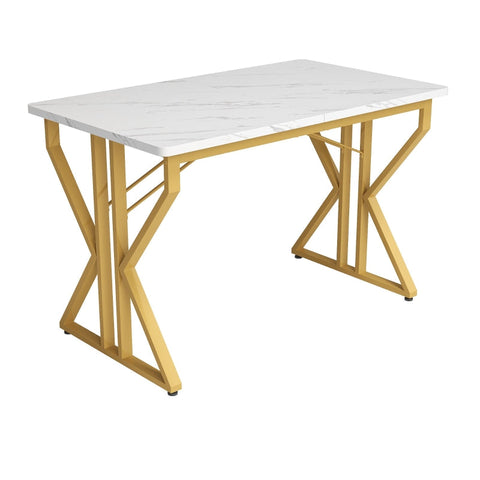 Rootz Dining Table - Marbled Table - Luxurious Dining Table - Adjustable Stability - 119L x 70W x 75H cm