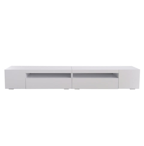 Rootz White Modern TV Cabinet - Entertainment Stand - Media Console - Ample Storage Space - 240L x 39W x 35H cm