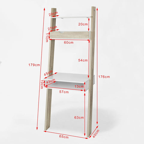Rootz Wall Shelf with Desk - Practical Living Room Shelf - Study Shelf - Scratch-Resistant - 40cm x 65cm x 176cm