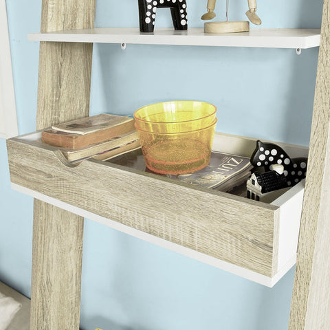 Rootz Wall Shelf with Desk - Practical Living Room Shelf - Study Shelf - Scratch-Resistant - 40cm x 65cm x 176cm