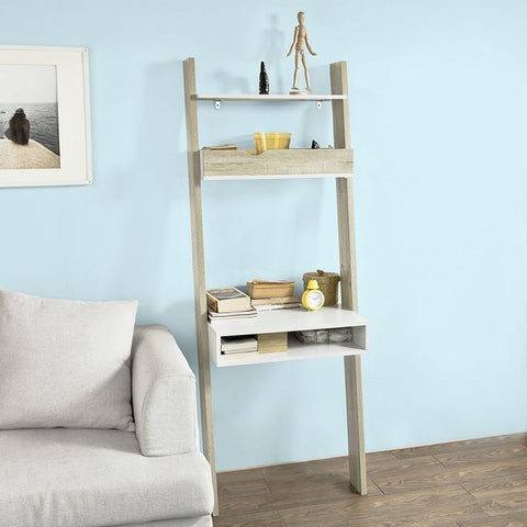 Rootz Wall Shelf with Desk - Practical Living Room Shelf - Study Shelf - Scratch-Resistant - 40cm x 65cm x 176cm