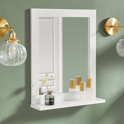 Rootz Bathroom Mirror with Shelf - Wall Mirror - Vanity Mirror - Timeless Design - Space-Saving - Versatile Storage - 40cm x 49cm x 10cm