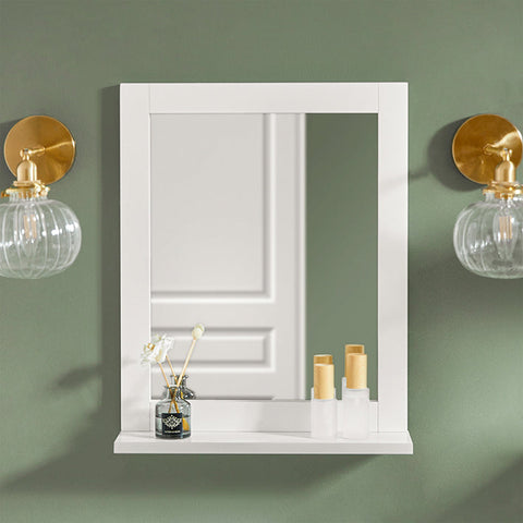 Rootz Bathroom Mirror with Shelf - Wall Mirror - Vanity Mirror - Timeless Design - Space-Saving - Versatile Storage - 40cm x 49cm x 10cm