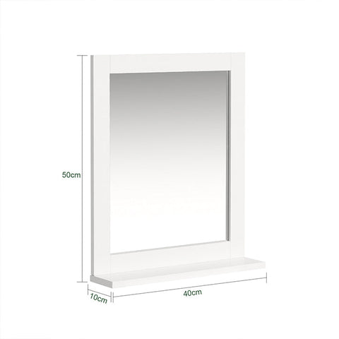 Rootz Bathroom Mirror with Shelf - Wall Mirror - Vanity Mirror - Timeless Design - Space-Saving - Versatile Storage - 40cm x 49cm x 10cm