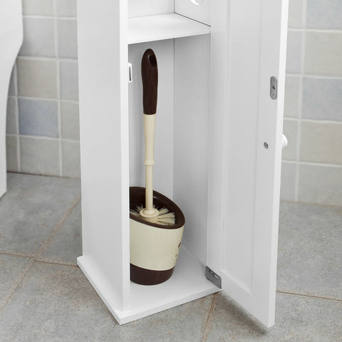 Rootz White Bathroom Cabinet - Toilet Paper Holder - Storage Organizer - Space-Saving Design - Air Circulation Feature - Approx. W20 x D18 x H78 cm