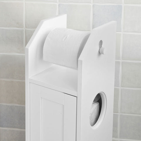 Rootz White Bathroom Cabinet - Toilet Paper Holder - Storage Organizer - Space-Saving Design - Air Circulation Feature - Approx. W20 x D18 x H78 cm