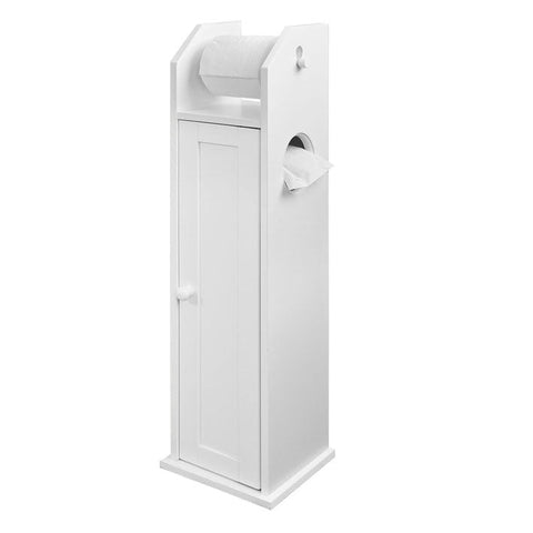 Rootz White Bathroom Cabinet - Toilet Paper Holder - Storage Organizer - Space-Saving Design - Air Circulation Feature - Approx. W20 x D18 x H78 cm
