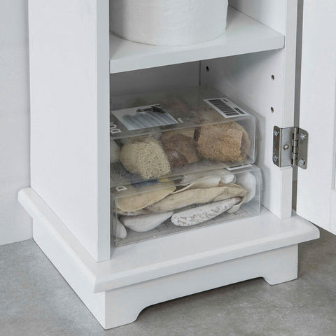 Rootz Bathroom Cabinet - Toilet Paper Holder - Storage Organizer - Space-Saving Design - Adjustable Shelves - White MDF - 20cm x 100cm x 20cm