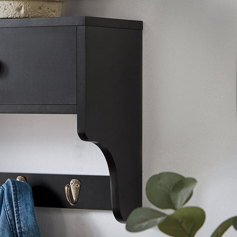 Rootz Wall Coat Rack with Drawers - Hanging Shelf - Entryway Organizer - Space-Saving Design - Eco-Friendly Material - 60cm x 27cm x 15cm