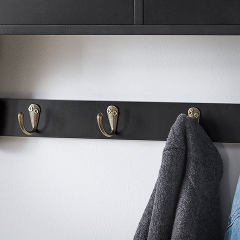 Rootz Wall Coat Rack with Drawers - Hanging Shelf - Entryway Organizer - Space-Saving Design - Eco-Friendly Material - 60cm x 27cm x 15cm